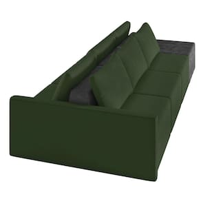 Sofá Ilha 3 Lugares Living 402cm Modulado Lary Veludo Pu Pto K01 Cor Verde