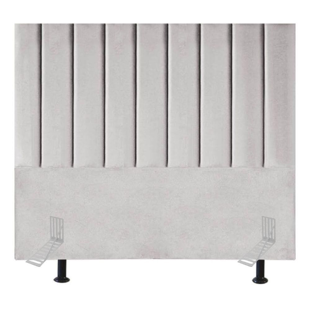 Cabeceira Estofada Cama King Box 195 Cm Catarina Linho E Frame Cor:cinza Claro