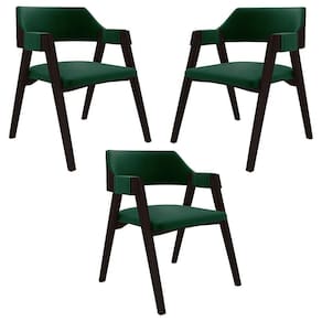 Kit 3 Cadeiras Sala De Jantar E Jogos Carteados Madeira Maciça Poker Veludo Verde-tabaco G42 - Gran Belo