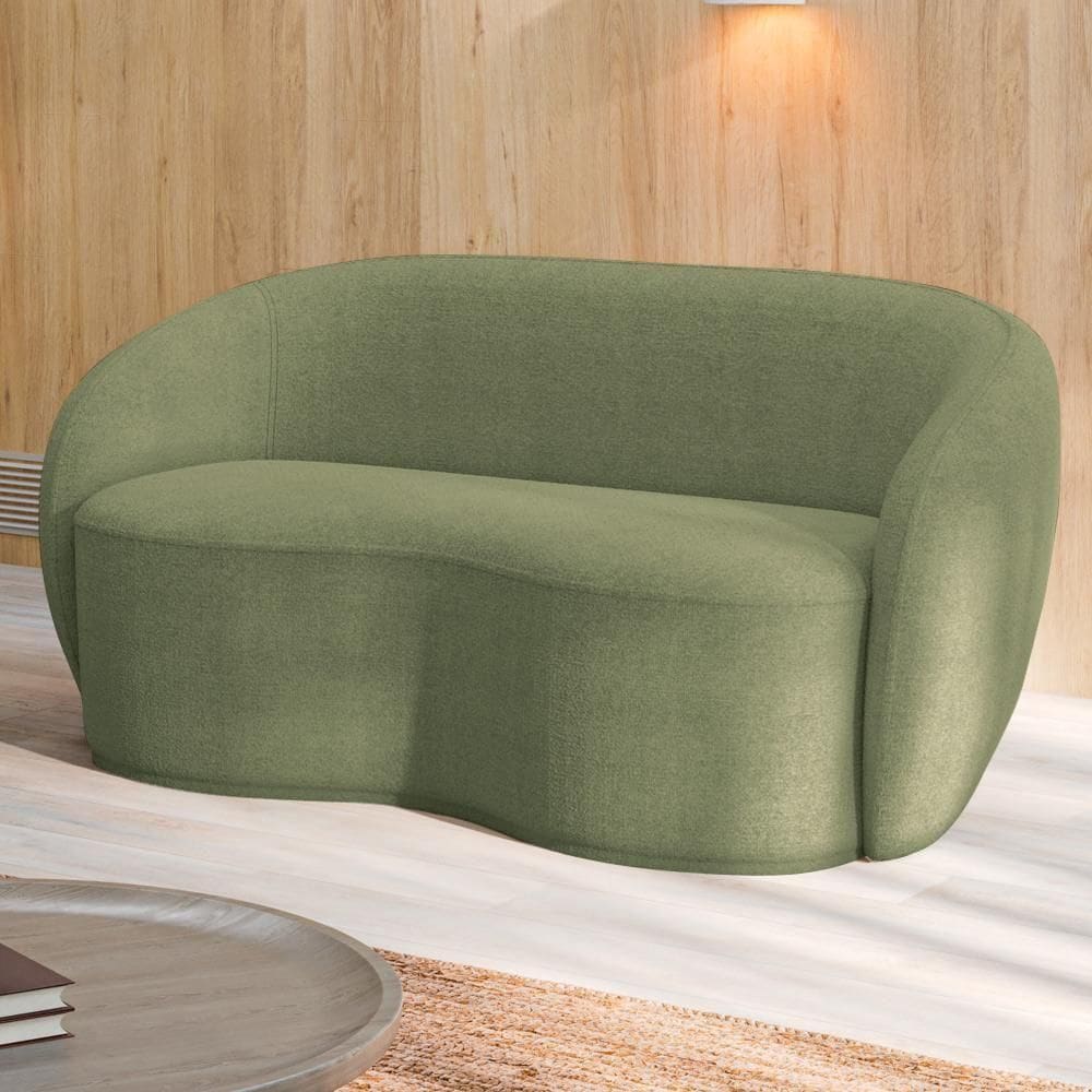 Sofá Living Decorativo 180cm 2 Lugares íbis Encosto Fixo Bouclê Verde G33 - Gran Belo
