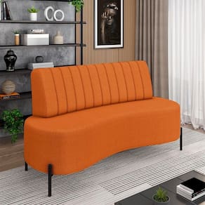 Sofá Living Decorativo 2 Lugares 1,60m Katara Pés De Ferro Bouclê Terracota G33 - Gran Belo
