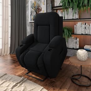 Poltrona Do Papai Reclinável Crihs Elétrica Lift Elevação Veludo Preto G23 - Gran Belo