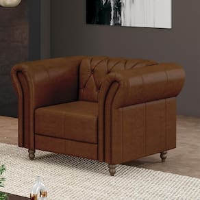 Poltrona Decorativa Stanford Chesterfield Pés De Madeira Couro Marrom Manchado G58 Gran Belo