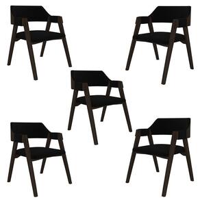 Kit 5 Cadeiras Sala De Jantar E Jogos Carteados Madeira Maciça Poker Veludo Preto-capuccino G42 - Gran Belo