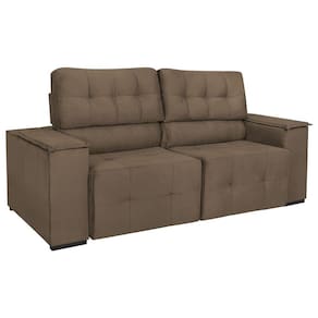 Sofá Cama Retrátil Sala Vicenza Vicenza 210cm Suede Cor Marrom