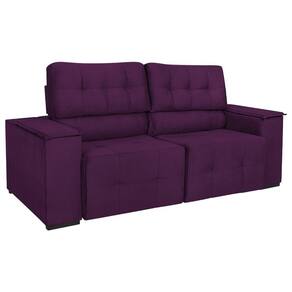 Sofá Cama Retrátil Sala Vicenza Vicenza 210cm Suede Cor Roxo