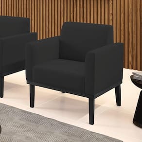 Poltrona Decorativa Isabella Pés Fixo Em Madeira Preto Veludo Preto G19 - Gran Belo