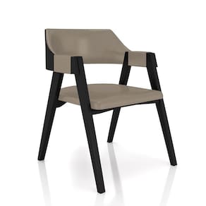 Cadeira Sala De Jantar E Jogos Carteados Madeira Maciça Poker Pu Nude-preto G42 - Gran Belo