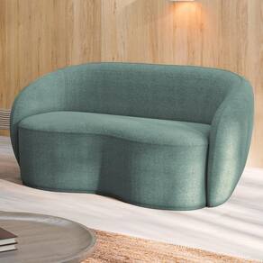 Sofá Living Decorativo 180cm 2 Lugares íbis Encosto Fixo Bouclê Azul G33 - Gran Belo