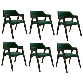 Kit 6 Cadeiras Sala De Jantar E Jogos Carteados Madeira Maciça Poker Veludo Verde-capuccino G42 - Gran Belo