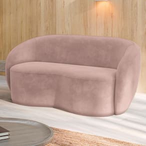 Sofá Living Decorativo 180cm 2 Lugares íbis Encosto Fixo Veludo Rosê G33 - Gran Belo