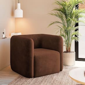 Poltrona Decorativa Sala De Estar Trinidad Base Fixa Veludo Marrom G33 - Gran Belo