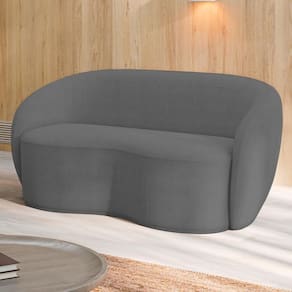 Sofá Living Decorativo 180cm 2 Lugares íbis Encosto Fixo Bouclê Grafite G33 - Gran Belo