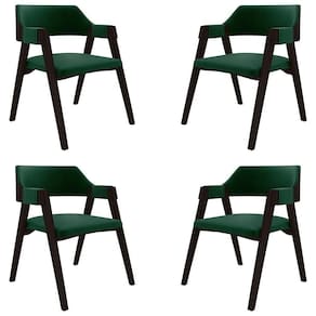 Kit 4 Cadeiras Sala De Jantar E Jogos Carteados Madeira Maciça Poker Veludo Verde-tabaco G42 - Gran Belo