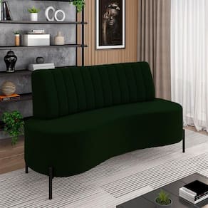 Sofá Living Decorativo 2 Lugares 1,60m Katara Pés De Ferro Veludo Verde G33 - Gran Belo