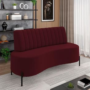 Sofá Living Decorativo 2 Lugares 1,35m Katara Pés De Ferro Veludo Bordô G33 - Gran Belo