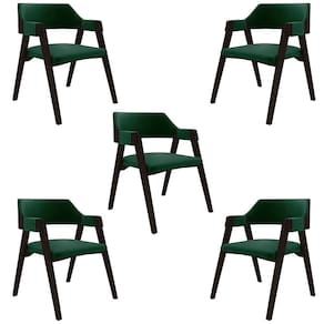 Kit 5 Cadeiras Sala De Jantar E Jogos Carteados Madeira Maciça Poker Veludo Verde-tabaco G42 - Gran Belo