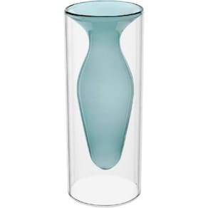 VASO DECORATIVO ENFEITE CASA PAREDE DUPLA HOME&CO BOROSSILICATO 20x8x8cm VERDE