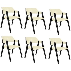 Kit 6 Cadeiras Sala De Jantar E Jogos Carteados Madeira Maciça Poker Pu Offwhite-preto G42 - Gran Belo