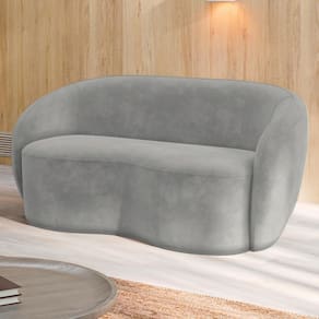 Sofá Living Decorativo 180cm 2 Lugares íbis Encosto Fixo Veludo Cinza G33 - Gran Belo