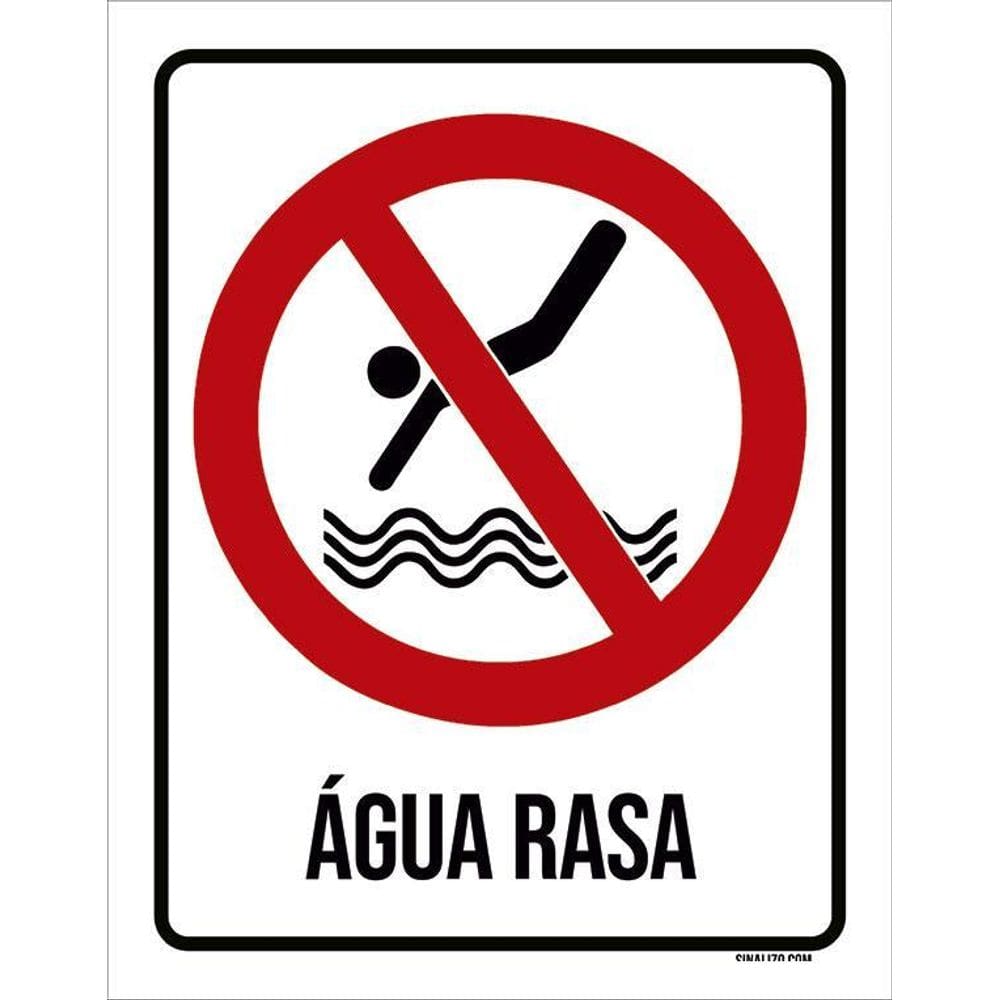Placa Cuidado Água Rasa 36X46
