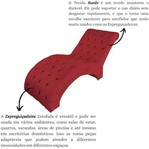 Recamier Divã Espreguiçadeira Para Sala Cliníca Estética Queila Suede Cor:vermelho