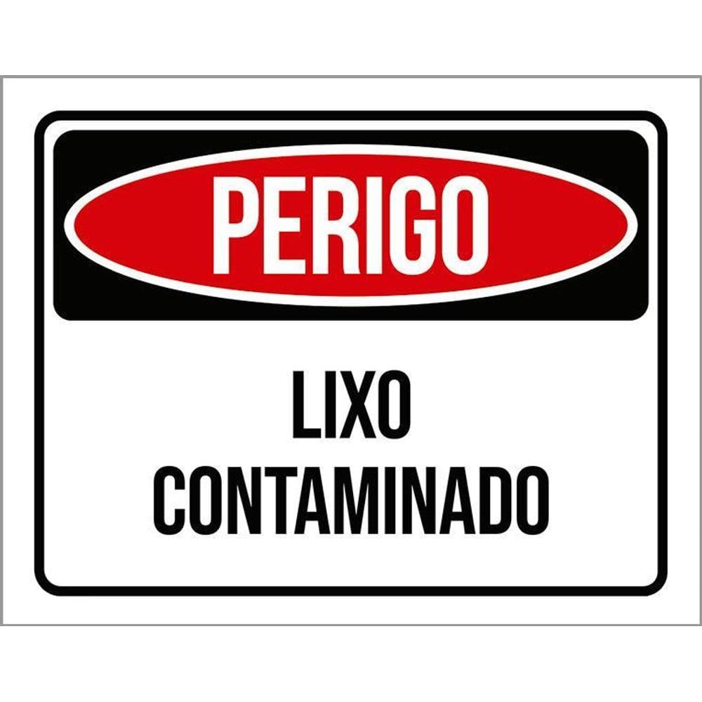 Kit 3 Placas Perigo Lixo Contaminado