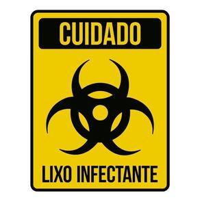 Placa Lixo Infectante - Placa De Sinalização Cuidado 36X46