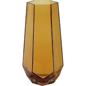 VASO DECORATIVO ENFEITE CASA GEOMÉTRICO HOME&CO VIDRO 20x7x7cm ÂMBAR