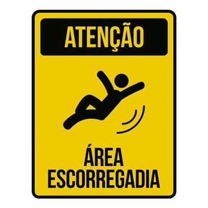 Kit 5 Placas Atenção Área Escorregadia Ícone 36X46