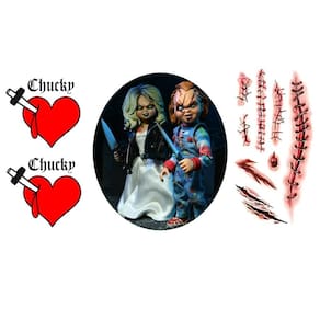 Kit 2 Tatuagens Temporárias Coração Chucky E Cicatriz