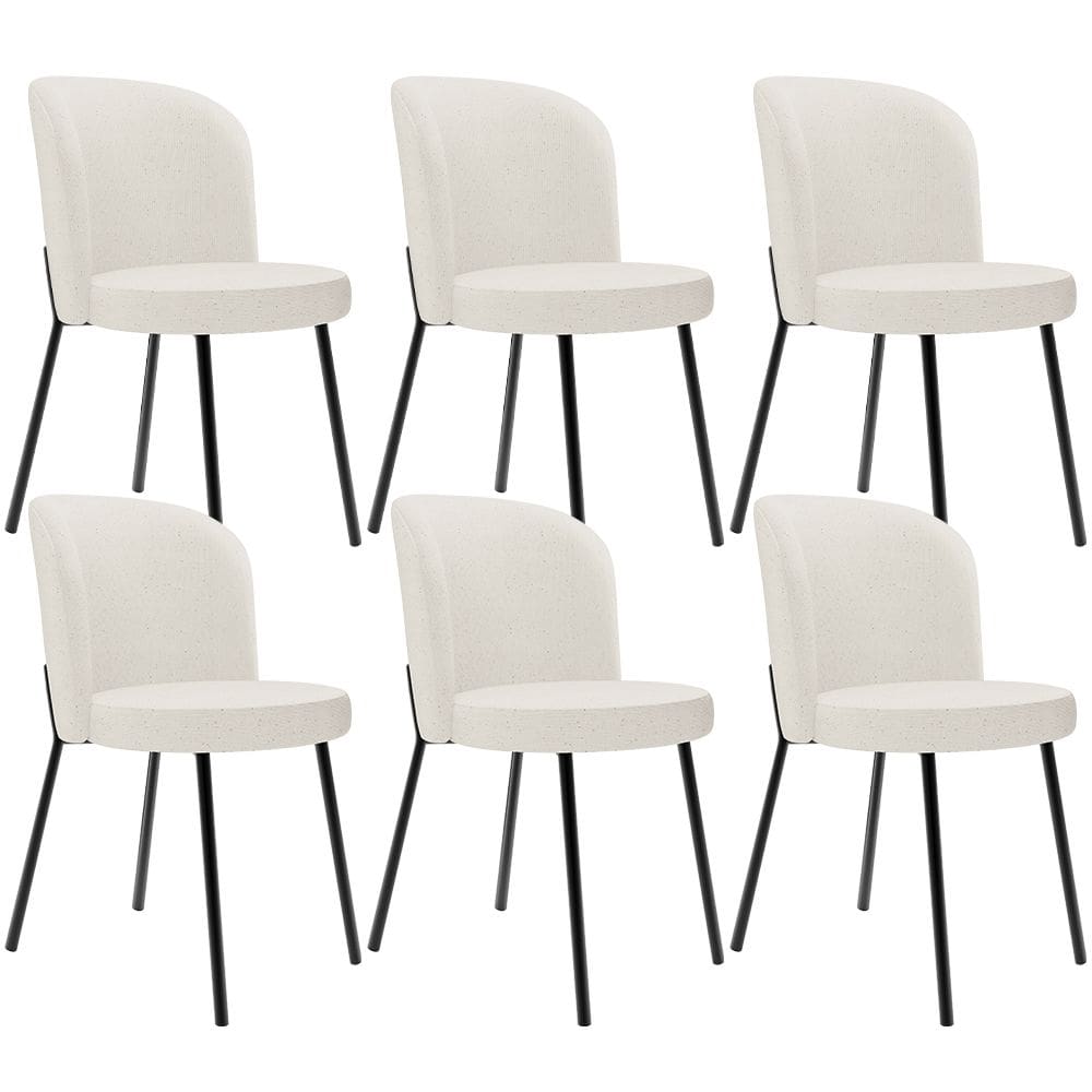 Kit 6 Cadeiras Sala de Jantar Estofada Gavi L02 Linho Bege - Lyam Decor