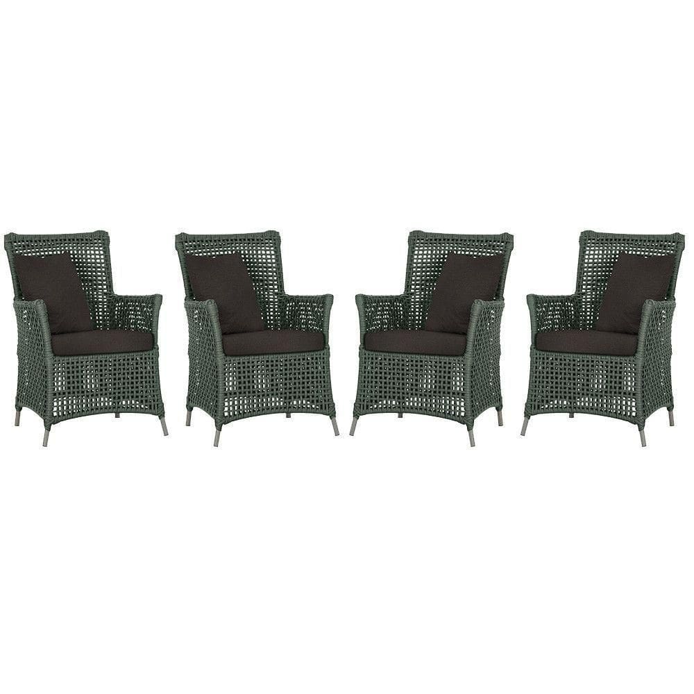 4 Poltronas Igapó Alumínio Pintura Fendi Corda Náutica E9 Verde