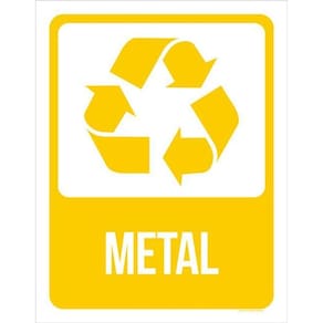 Kit 3 Placas Sinalização - Lixo Amarela Metal