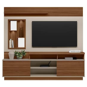 Estante Painel Para Tv 60 Pol Com Led 200cm Dora L06 Jatobá/off White - Mpozenato