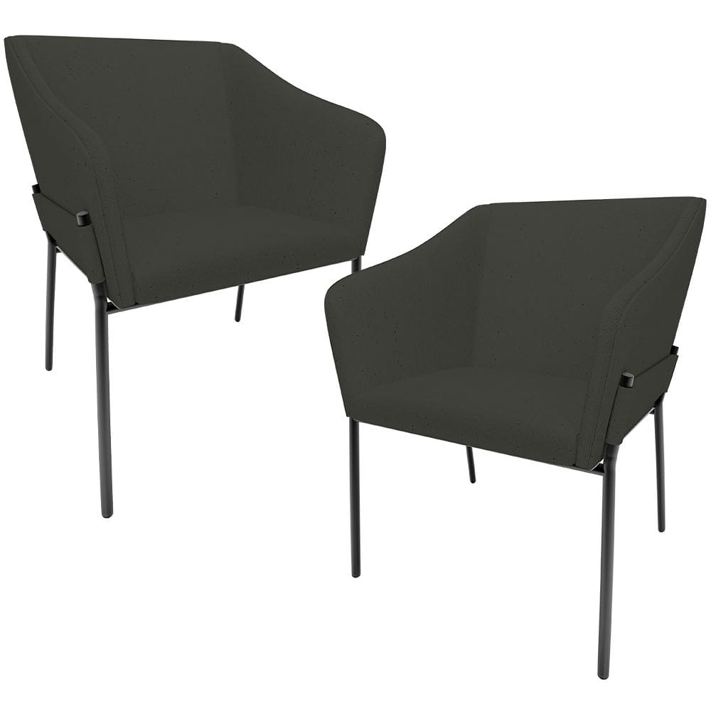 Kit 2 Cadeiras Para Sala de Jantar Estar Living Olívia L02 Linho Verde Musgo - Lyam Decor