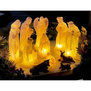 Presépio De Natal Com Luz De Resina 30Cm 11 Peças