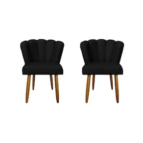 Kit 2 Cadeiras Flor Para Quarto Penteadeira Balaqui Decor Preto