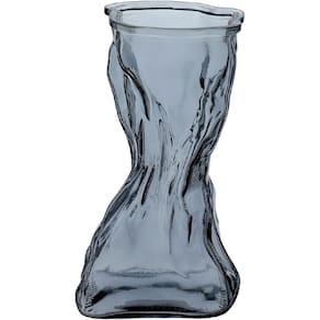 VASO DECORATIVO ENFEITE CASA AMASSADO HOME&CO VIDRO 21x9x13cm FUME