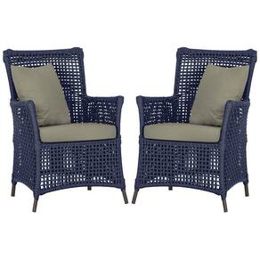Poltronas Igapó Alumínio Pintura Marrom Corda Náutica E8 Azul