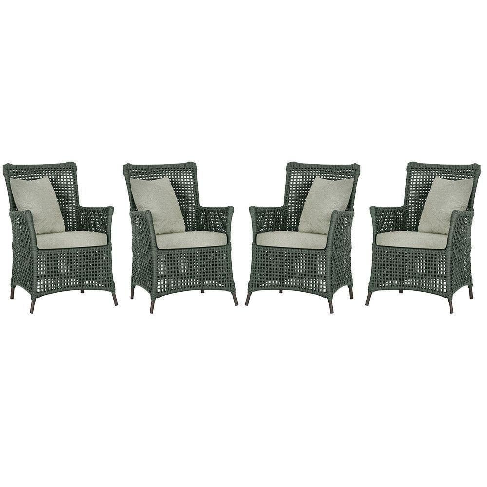 4 Poltronas Igapó Alumínio Pintura Marrom Corda Náutica E3 Verde