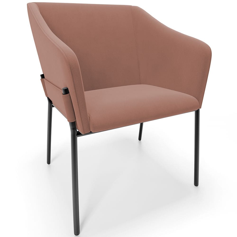 Cadeira Para Sala de Jantar Estar Living Olívia L02 Suede Rosê - Lyam Decor