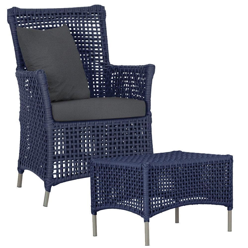 Poltrona E Mesa Igapó Em Alumínio Fendi Corda Náutica E11 Azul