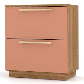 Mesa De Cabeceira 2 Gavetas 50cm Dubai Nature/camarim - Vlr Móveis