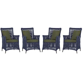 4 Poltronas Igapó Alumínio Pintura Marrom Corda Náutica E13 Azul
