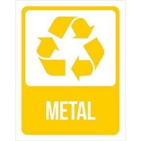 Kit 3 Placas Sinalização - Lixo Amarela Metal