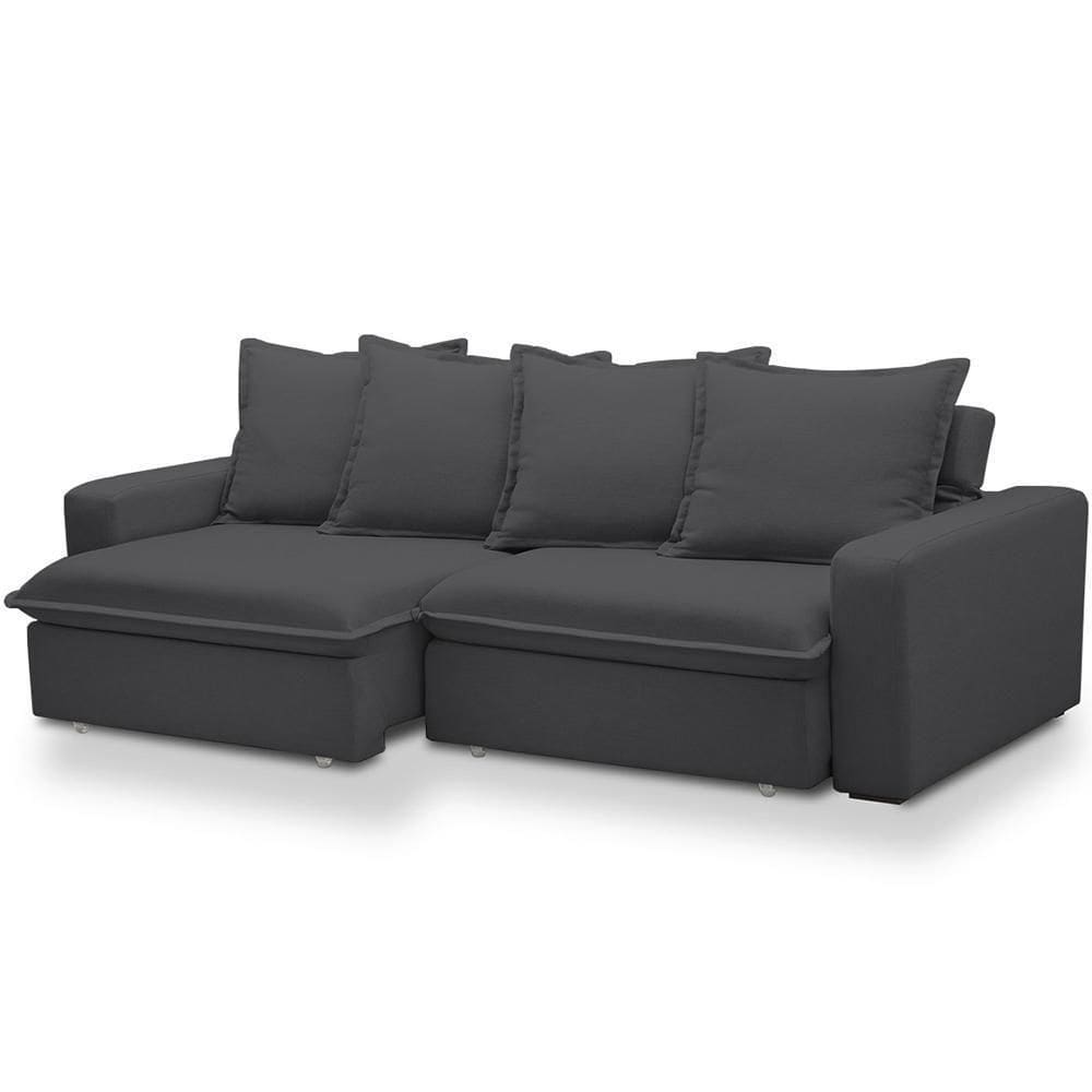 Sofá Retrátil Reclinável Para Sala De Estar Living 215cm Vêneto F04 Bouclê Grafite - Lyam Decor
