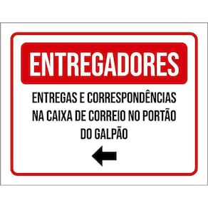 Placa Entregadores Galpão Seta Esquerda 36X46