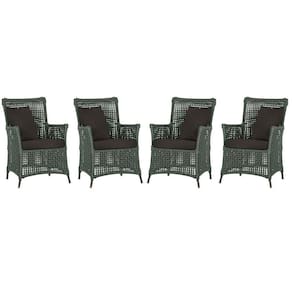 4 Poltronas Igapó Alumínio Pintura Marrom Corda Náutica E9 Verde