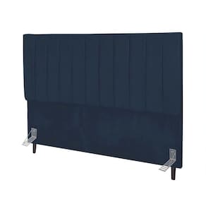 Cabeceira Estofada Cama Solteiro Box 100 Cm Sara Veludo E Frame azul Marinho